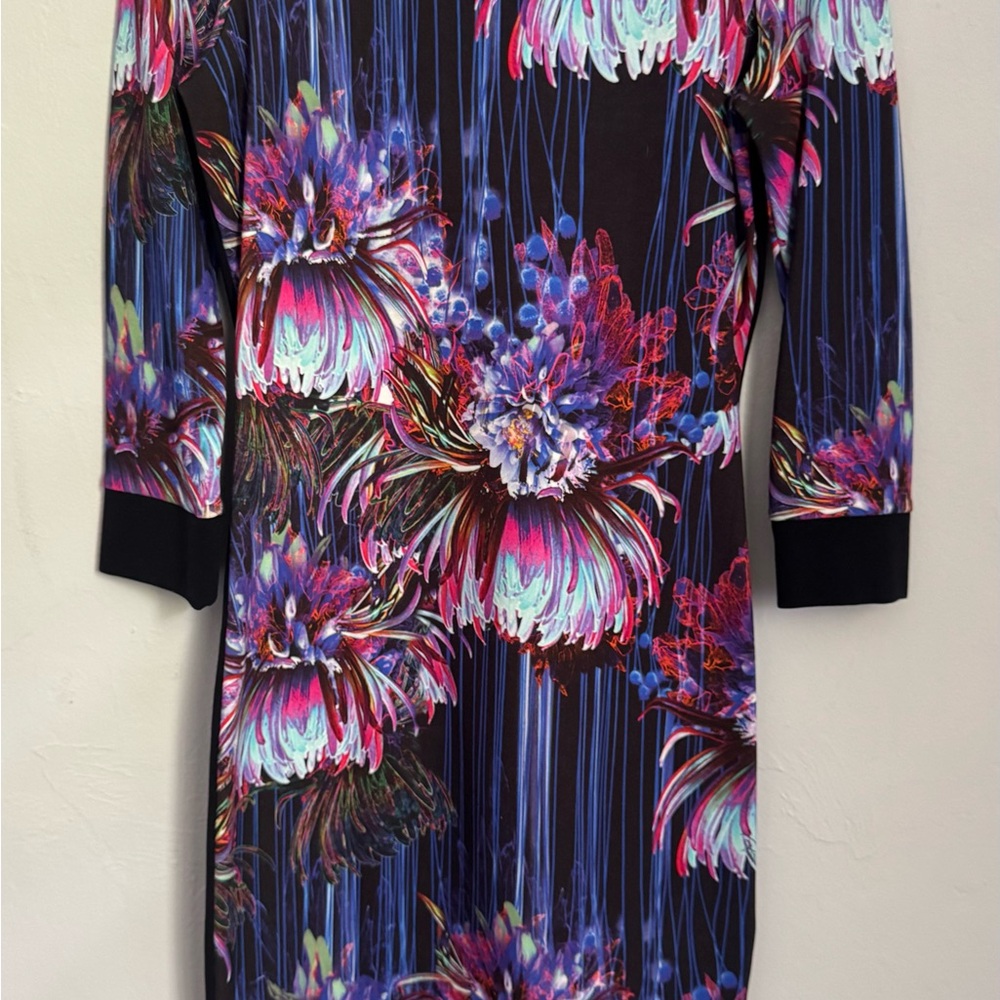 Floral Patterned Dress with 3/4 Sleeves